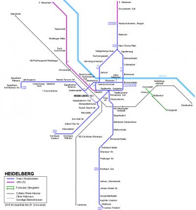 Straßbahnnetz Heidelberg